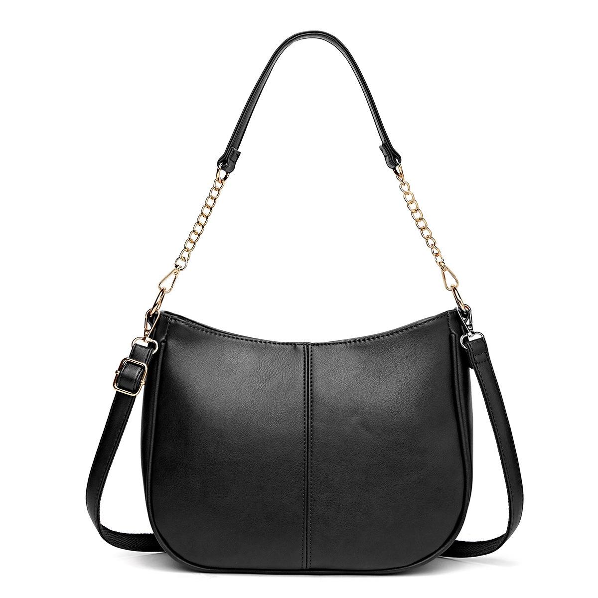 V562-B1094343060DBT-202505191526-00 Adjustable Leather Crossbody Bag Large Capacity - Black - Image 1