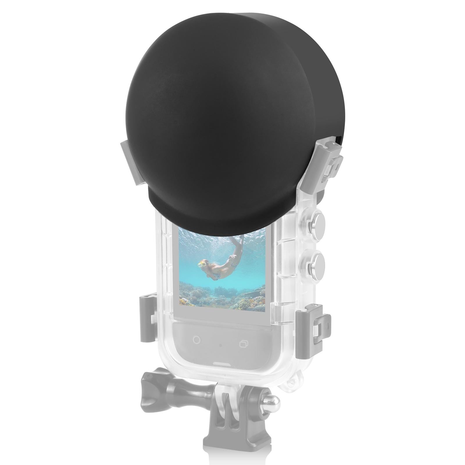 V562-B198UP-202502241710-00 Silicone Dive Case Lens Guard for Insta360 X3 / X4 - Invisible and Protective - Black - Image 1