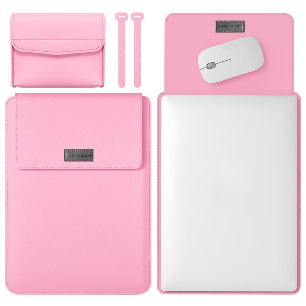 V562-B203402300ADE-202504022110-00 Lightweight 4-in-1 Leather Laptop Bag - 13 / 14 Inches Portable - Pink - Image 1