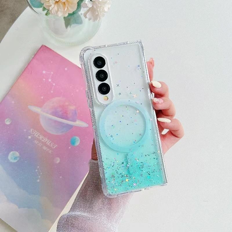 V562-B205192200AYS-202503211516-00 For Samsung Galaxy Z Fold4 5G Sparkle Tpu Case With Magsafe - Green - Image 1