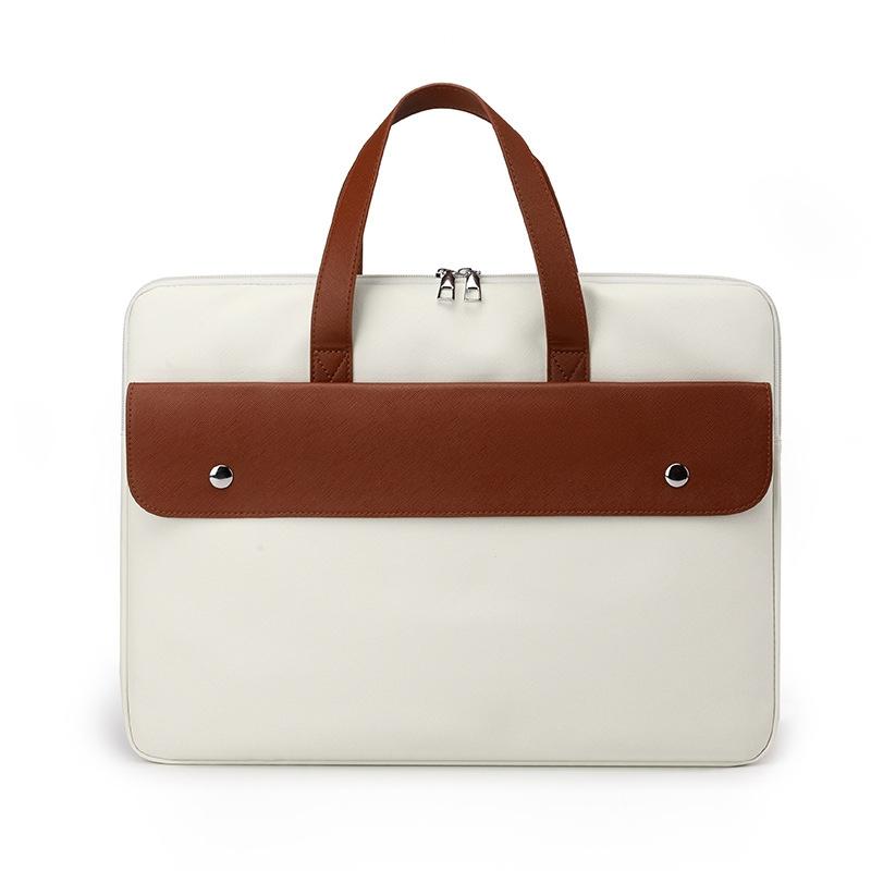 V562-B2061254060DBT-202502282245-00 Stylish Pu Leather Laptop Bag - Briefcase Cover - Beige - 15.6 Inch - Image 1