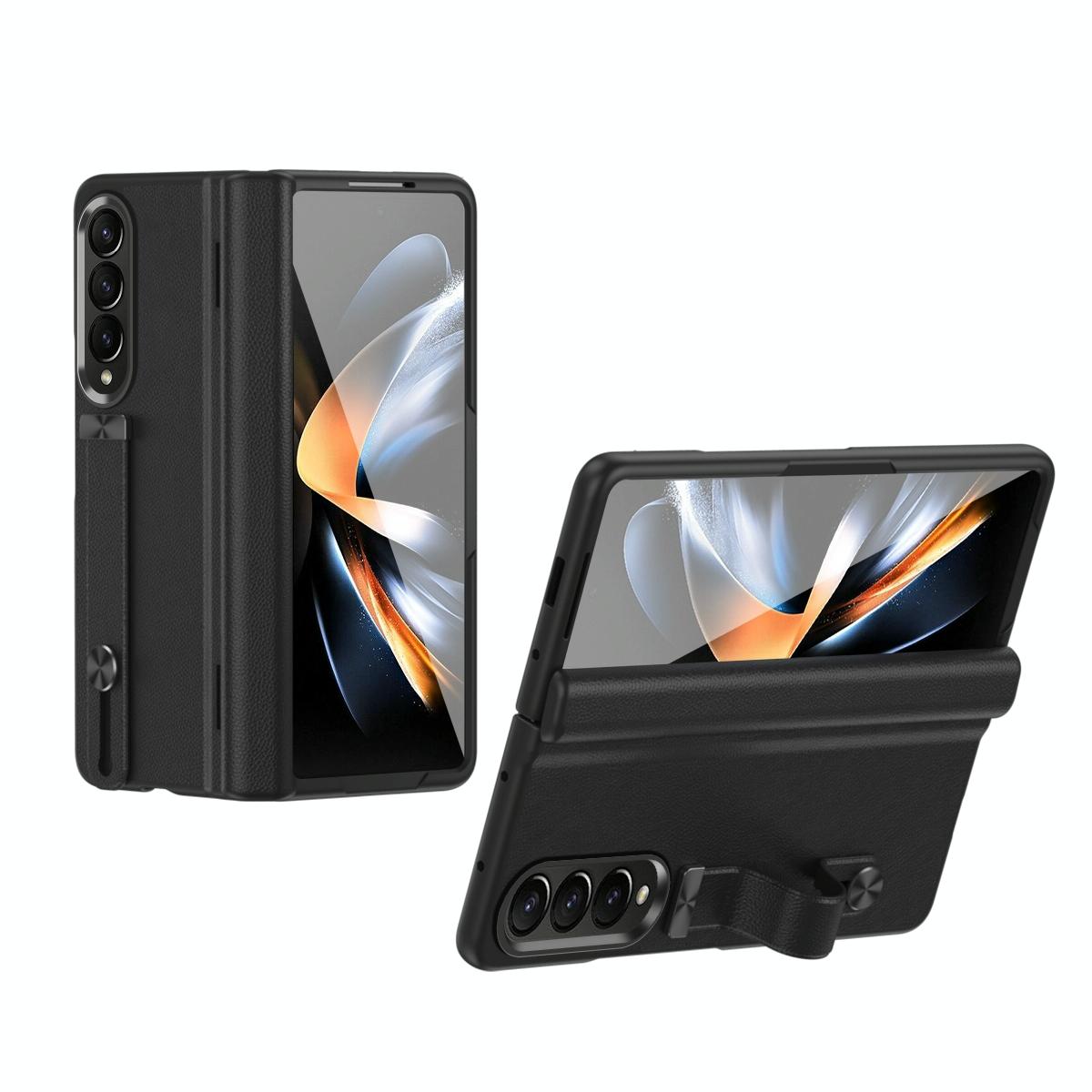 V562-B209105200AYS-202505221940-00 For Samsung Galaxy Z Fold4 5G Leather Wristband Phone Case - Black - Image 1