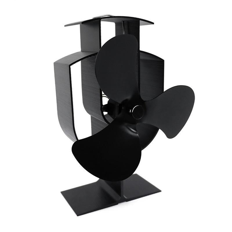 V562-B2300FE-202505291707-00 High-temp Metal Heat-powered Stove Fan - 3 Blades - Black - Image 1
