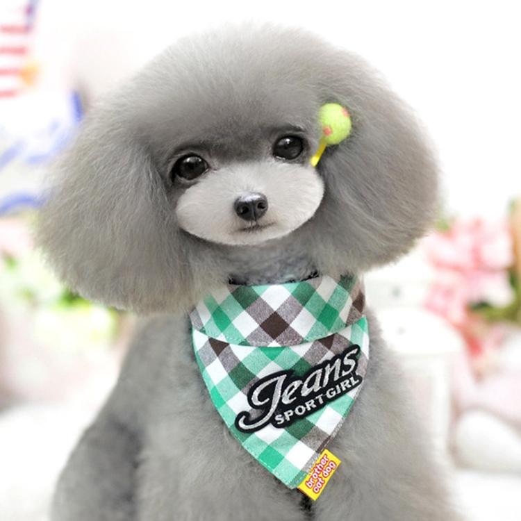 V562-B302442940DBT-202503201745-00 Pure Cotton Plaid Dog Scarf Small And Medium-Sized Dog Saliva Towel - Size L40-50Cm - Green - Image 1
