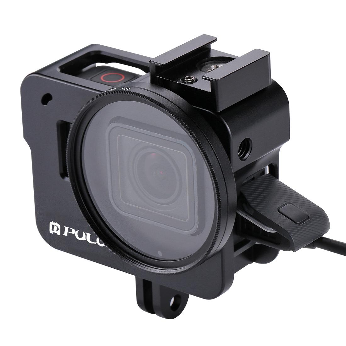 Aluminum Protective Cage with Uv Lens for Gopro Hero 2018 / 7 / 6 / 5 - 52mm - Black