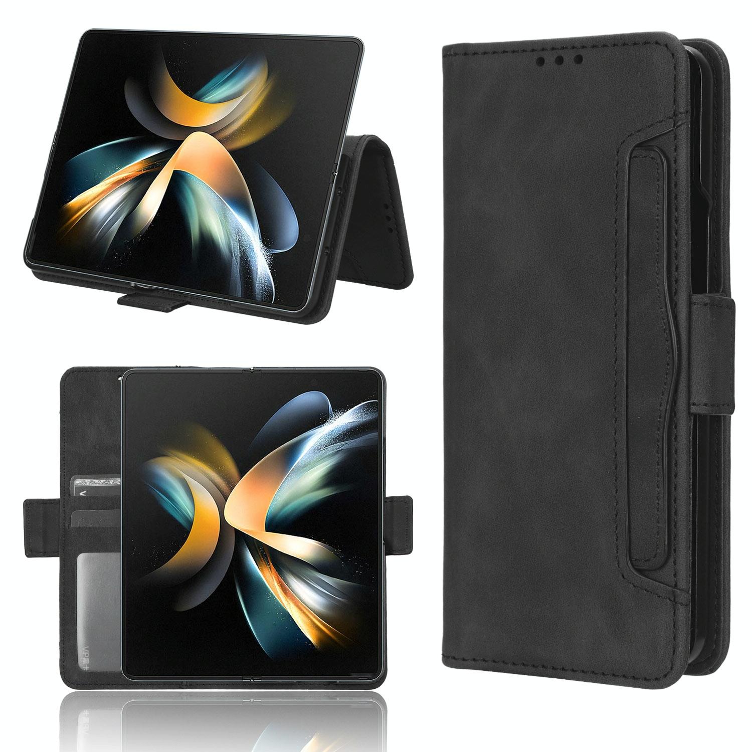 V562-B620116300ADE-202502241520-00 For Samsung Galaxy Z Fold4 5G Leather Phone Case With Card Slots And Calf Texture - Black - Image 1