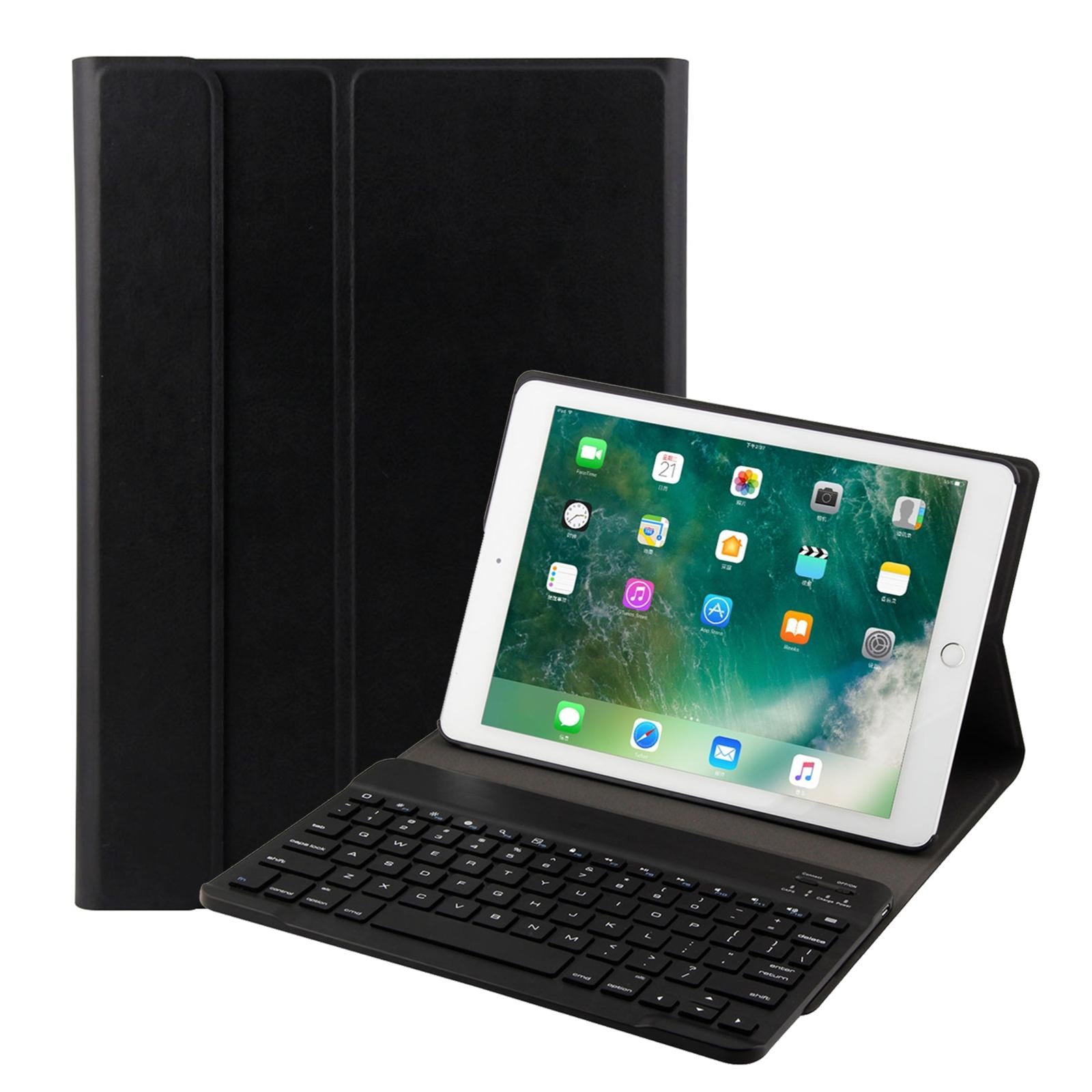 V562-B9359D6PI-202504291853-00 Bluetooth Keyboard & Leather Tablet Case For Ipad Air / Pro 9.7 - Three-Gear Angle Adjustment Magnetic Sleep Function - Abs Brushed Texture - Black - Image 1