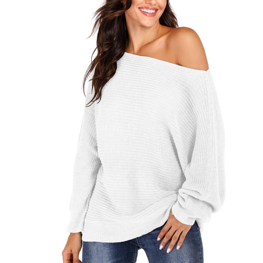 V562-BA83597442YZ-202505262006-00 Irregular Bat Sleeve Sweater Grey - L - White L - Image 1