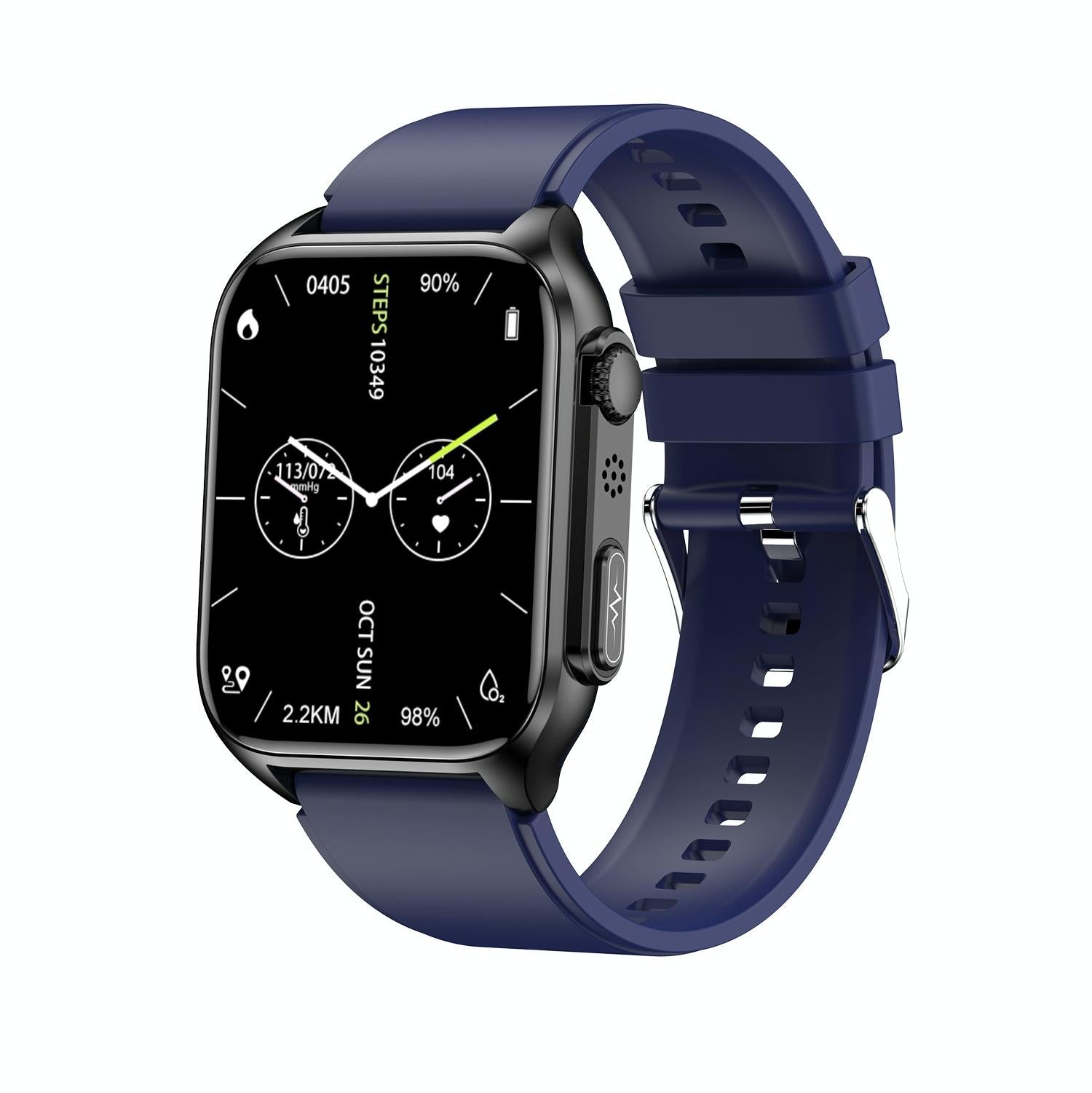V562-C100207400ADE-202504251843-00 1.96 Inch Ip67 Waterproof Silicone Band Smart Watch Supports Ecg / Remote Families Care / Bluetooth Call / Body Temperature Monitoring - Blue - Image 1