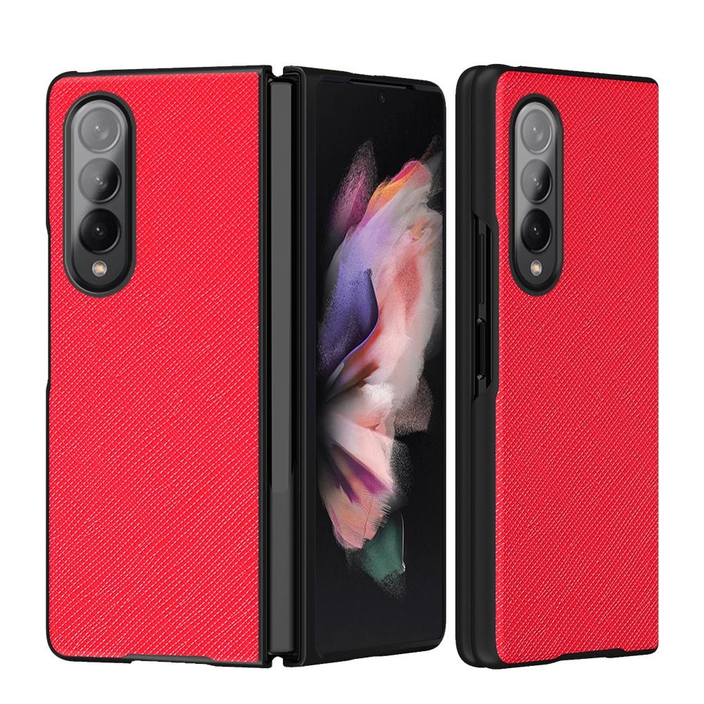 V562-C100282300ADE-202503211321-00 For Samsung Galaxy Z Fold4 5G Foldable Cross Pattern Phone Case - Foldable Design - Red - Image 1