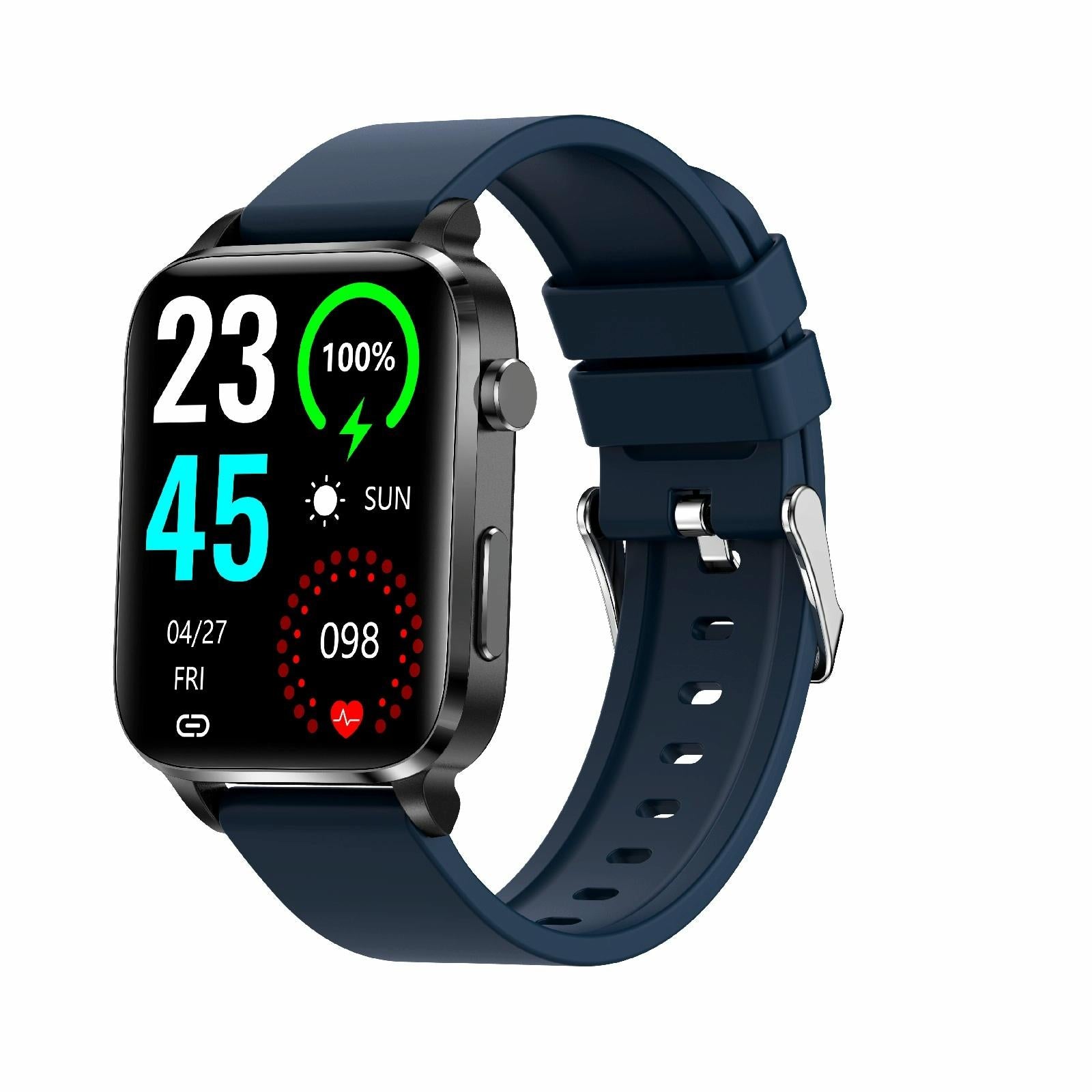 V562-C100838300ADE-202504251948-00 1.7 Inch Hd Square Screen Tpu Strap Smart Watch Supports Body Temperature Monitoring / Blood Oxygen Monitoring - Blue - Image 1