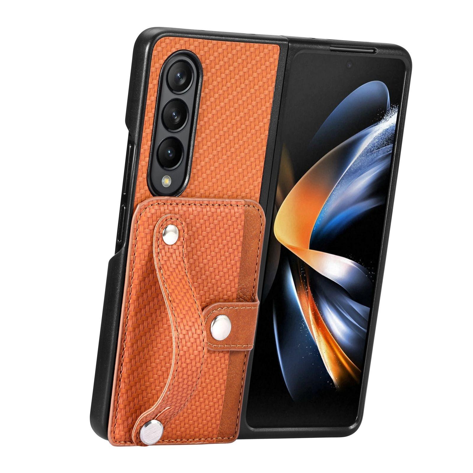 V562-C101051200AYS-202505221846-00 For Samsung Galaxy Z Fold4 5G Wristband Phone Case - Brown - Image 1