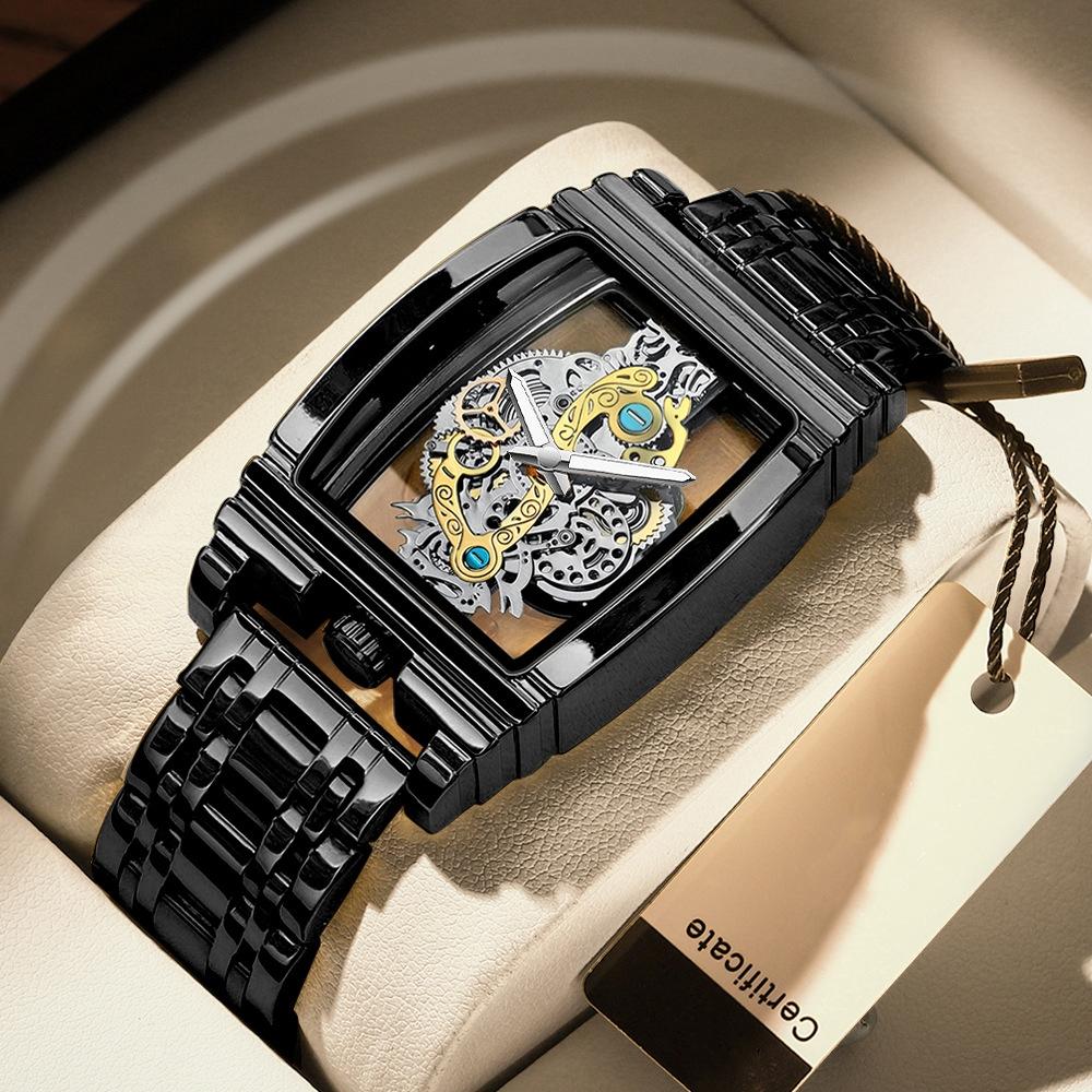 V562-C1011533060DBT-202505271232-00 Waterproof Luminous Business Watch for Men - Gear Hollow Outdoor - Black Steel Steel Strap - Image 1