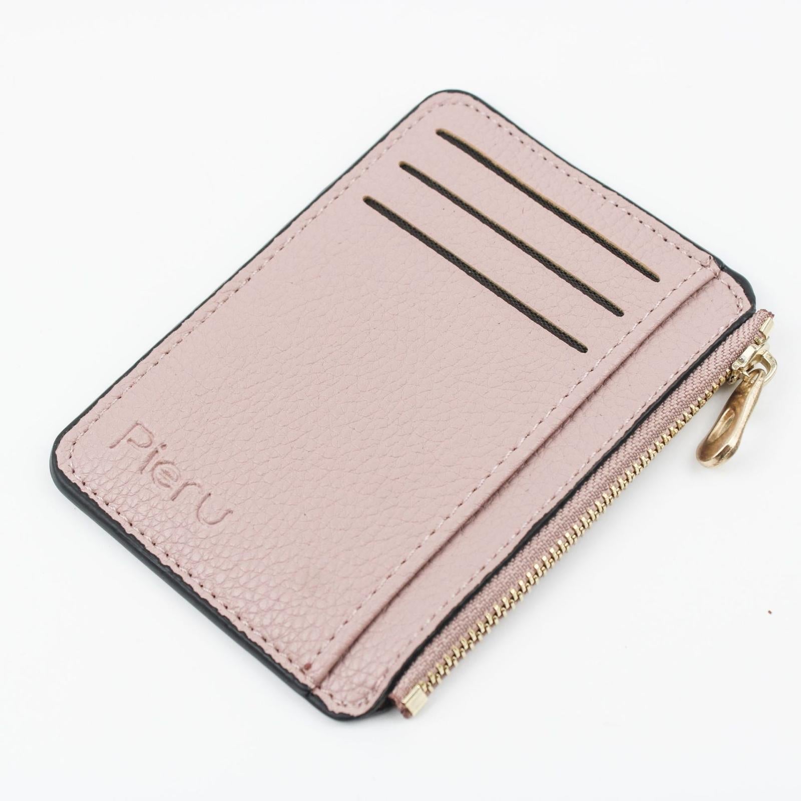 V562-C1013074060DBT-202503280305-00 Multi Slot Zipper Card Holder Large Capacity Ultra Thin Coin Purse - Pink - Image 1