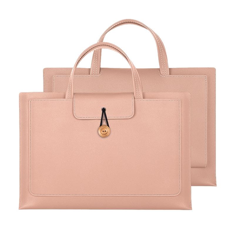 Portable Laptop Inner Bag with Elastic Thread Button - Rose Gold