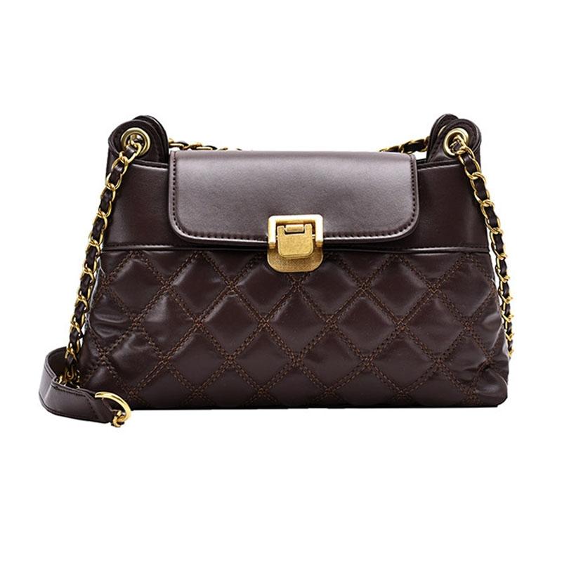 V562-C1023514060DBT-202505191718-00 Versatile Rhombic Chain Crossbody Bag For Women - Coffee - Image 1