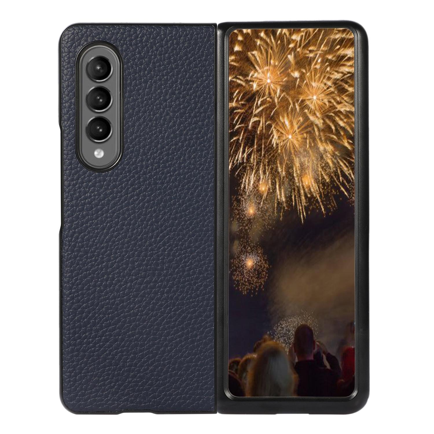 V562-C102370300ADE-202505291300-00 For Samsung Galaxy Z Fold4 5G Litchi Texture Case - Two Tone - Blue - Image 1