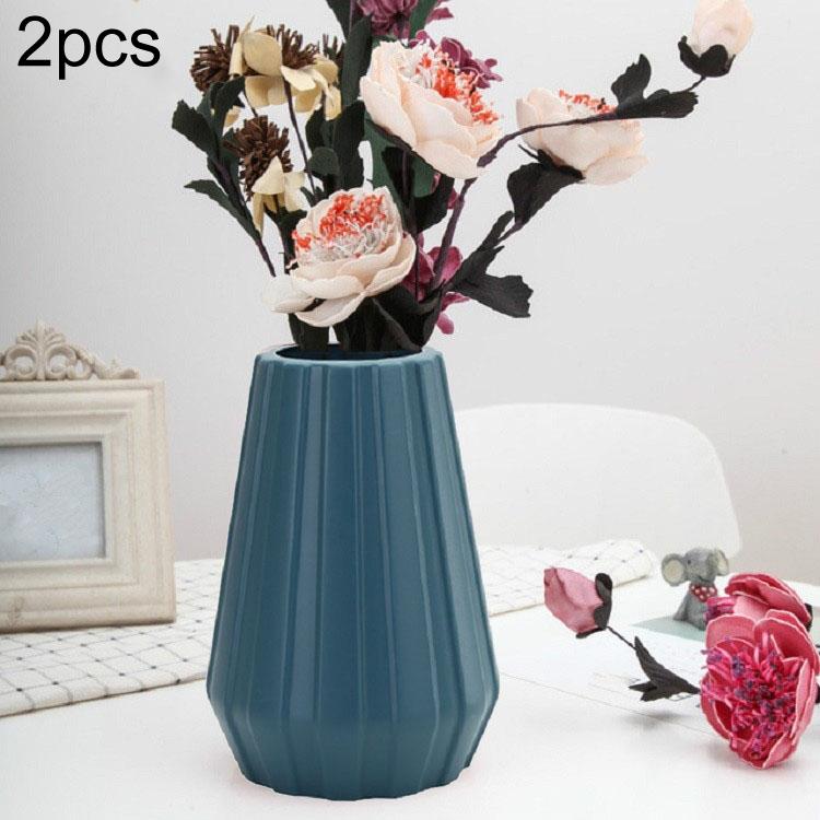V562-C102874940DBT-202503041631-00 2-piece Plastic Vase for Creative Flower Arrangements - Blue - Image 1