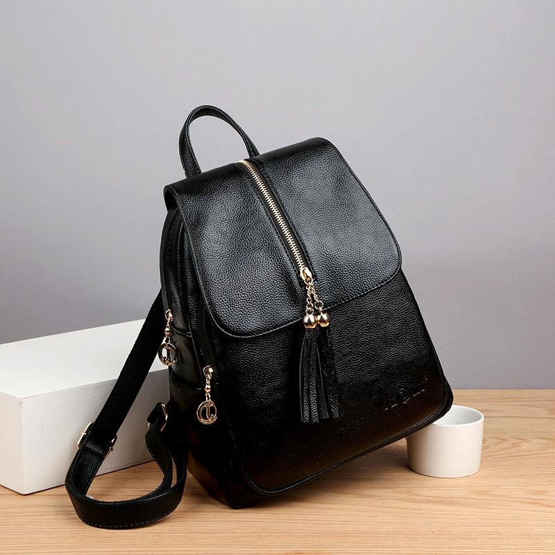 V562-C1035812060DBT-202505271310-00 Leather Travel Backpack - Anti-theft Compact - Black - Image 1