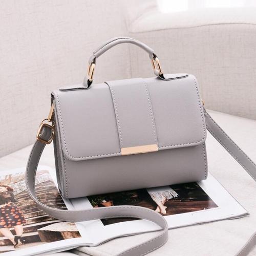 V562-C103689150DBT-202504251640-00 Women Small Leather Shoulder Bag - Flap Crossbody Messenger - Gray - Image 1