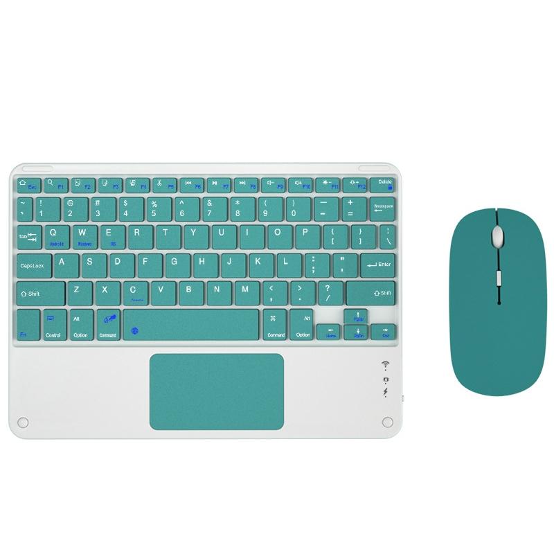 V562-C1042040060DBT-202505261211-00 Portable 9.7 Tablet Keyboard With Bluetooth Touchpad & Mouse Set For Ipad - Green + Mouse - Image 1