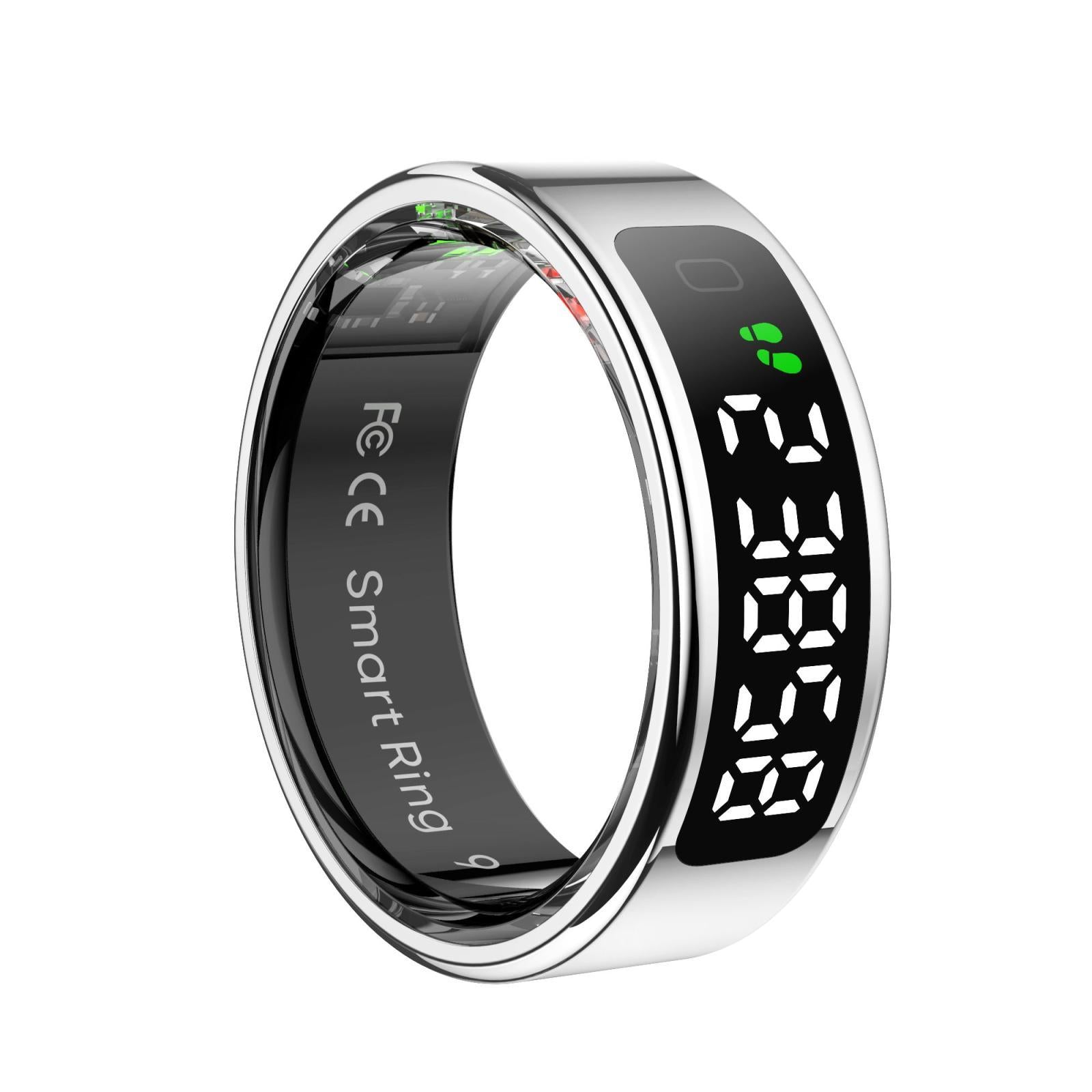 V562-C104308200AYS-202504281847-00 Smart Ring Heart Rate Blood Oxygen Sleep Sports Size 8 - Silver - Image 1