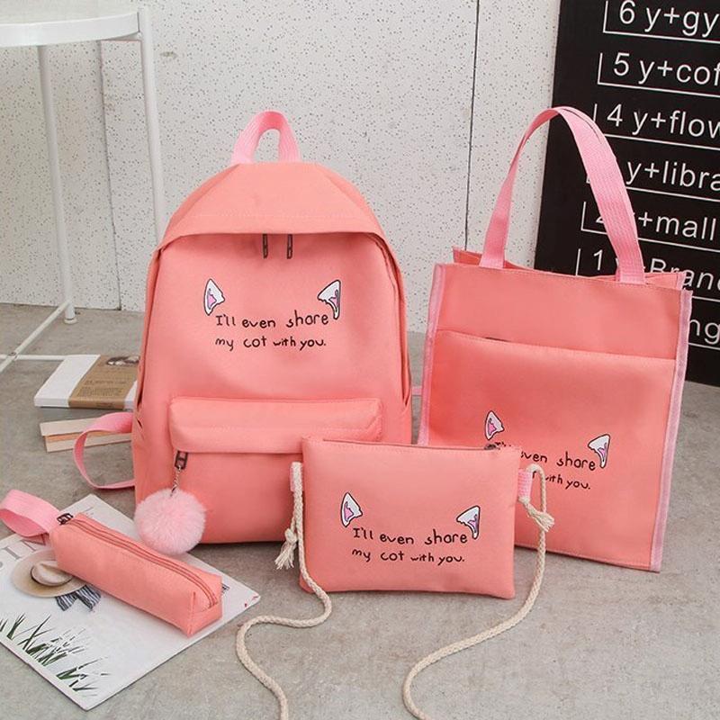 V562-C1046604060DBT-202505271311-00 Versatile 4-piece Travel Backpack Set - Pink - Image 1