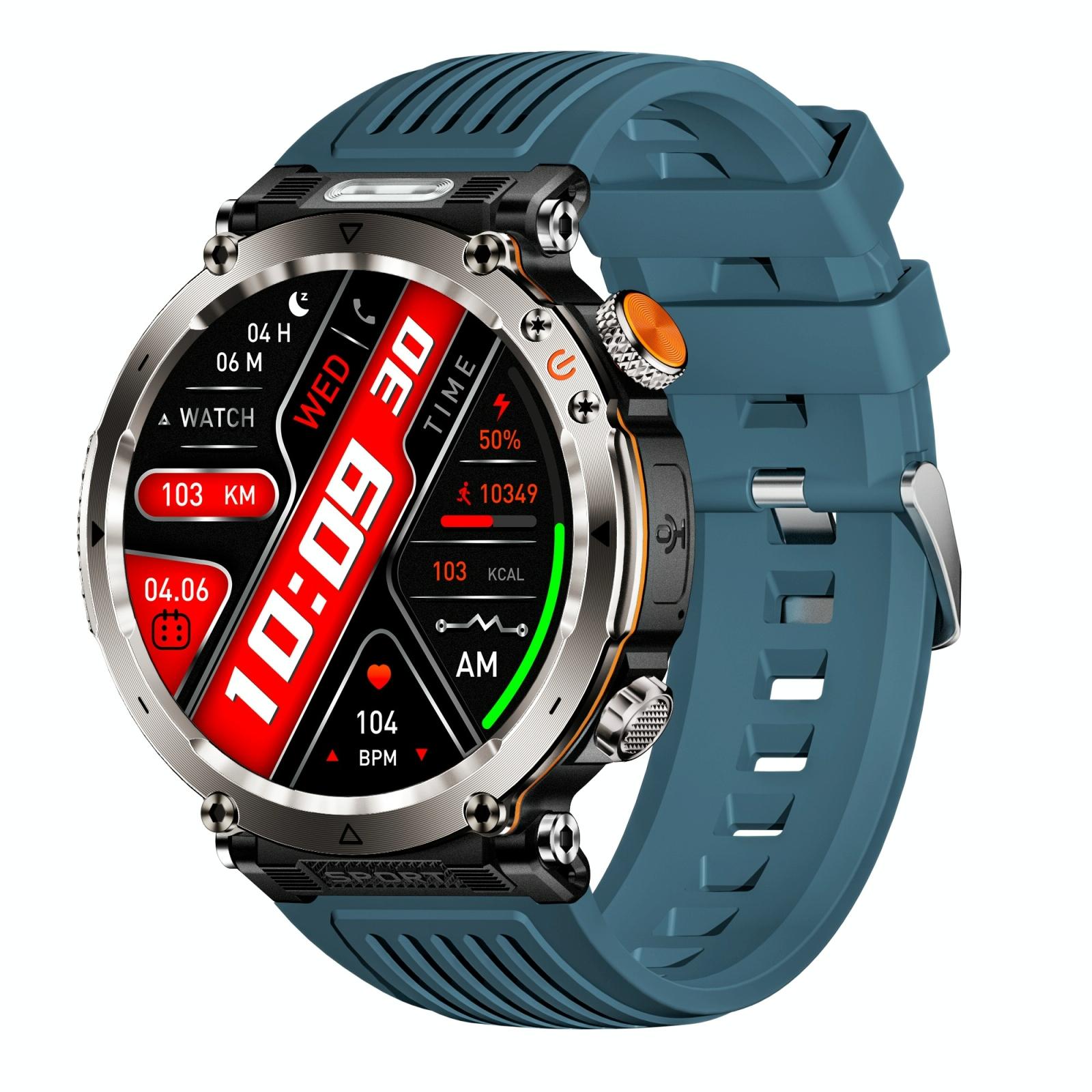 V562-C105073700ADE-202504252033-00 Waterproof Smart Watch With Flashlight And Compass - 1 Inch - Blue - Image 1
