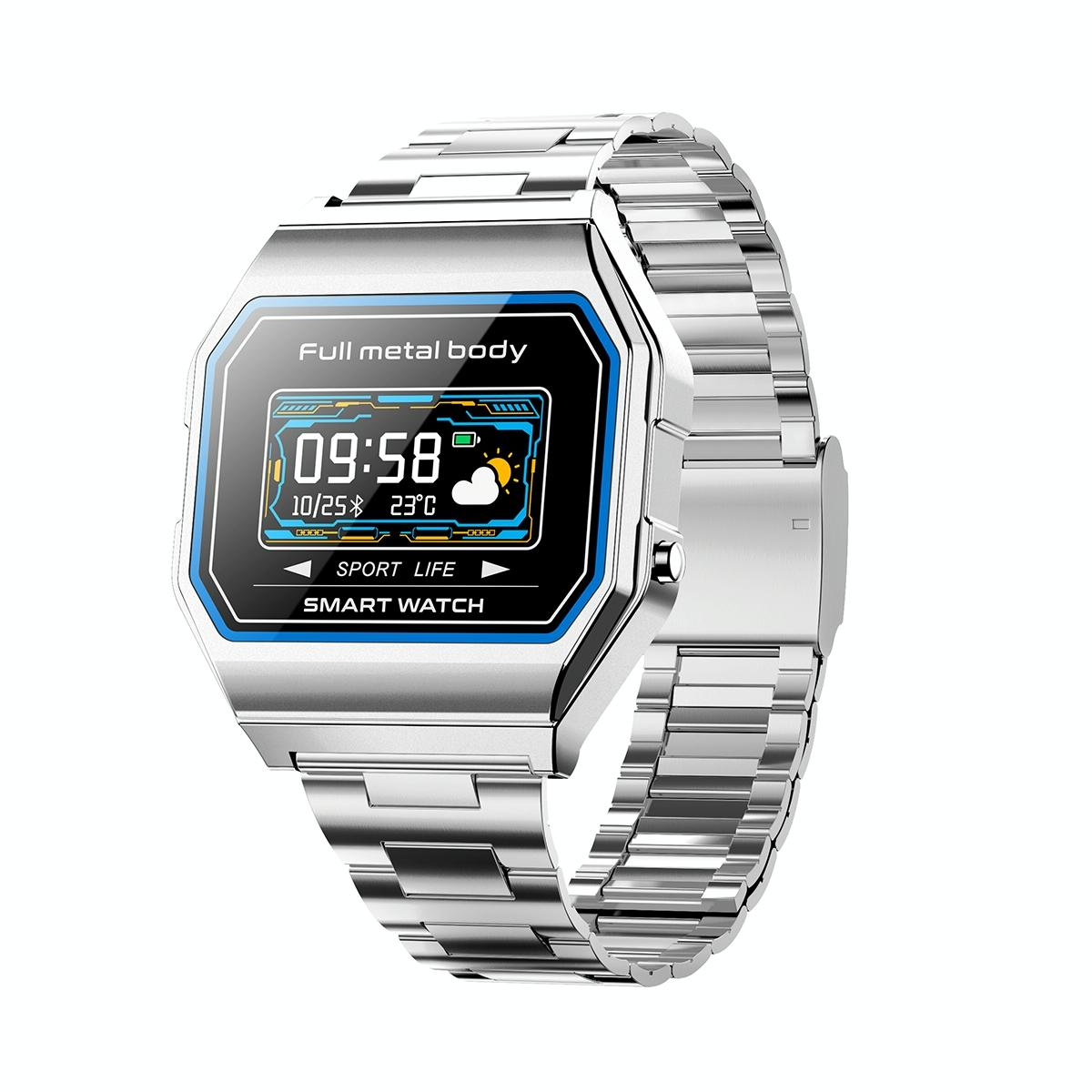 V562-C105237100AYS-202504181117-00 Waterproof Steel Smart Watch With Colour Screen - Silver - Image 1
