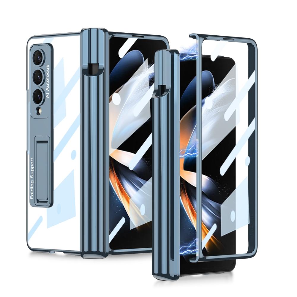 V562-C106190400ADE-202505291320-00 For Samsung Galaxy Z Fold4 5G Shockproof Magnetic Case With Pen Slots - Blue - Image 1