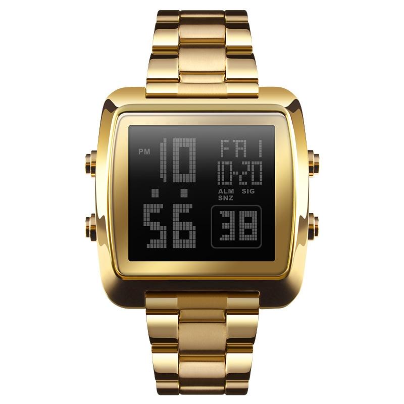 Vintage Gold Steel Square Watch - Waterproof & Luminous - Gold