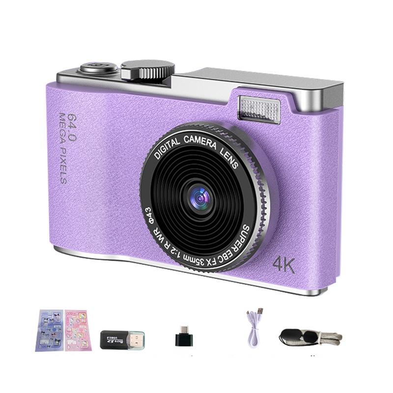 V562-C106586600ADE-221784-00 Retro Kids Camera With Dual-Lens 4K Hd Ccd - 2.4 Inch - Purple - Image 1