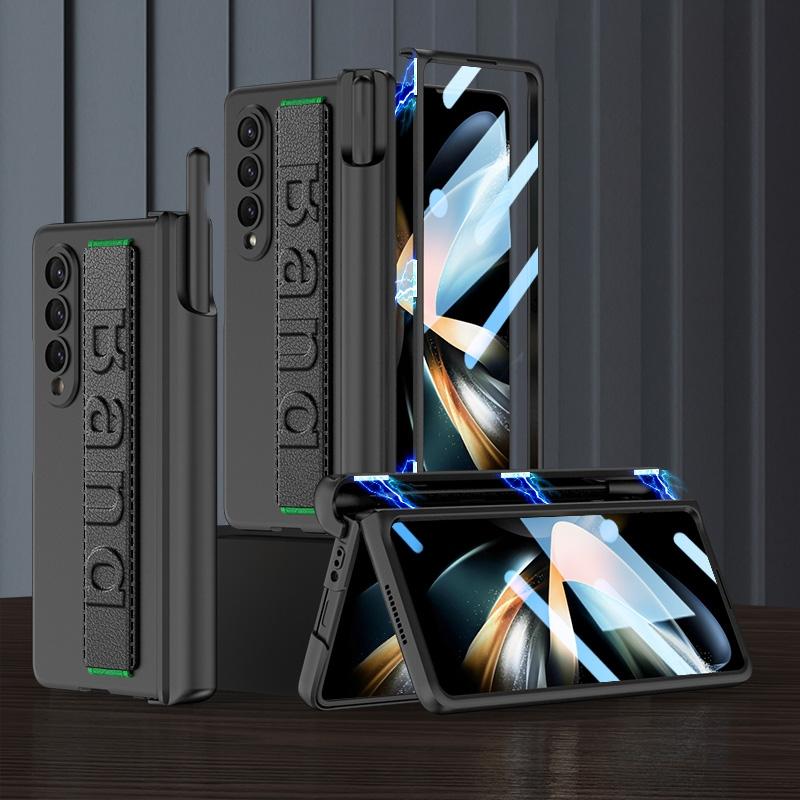 V562-C107188300ADE-202503211306-00 For Samsung Galaxy Z Fold4 5G Foldable Phone Case With Magnetic Hinge And Wrist Strap - Portable And Secure - Black - Image 1