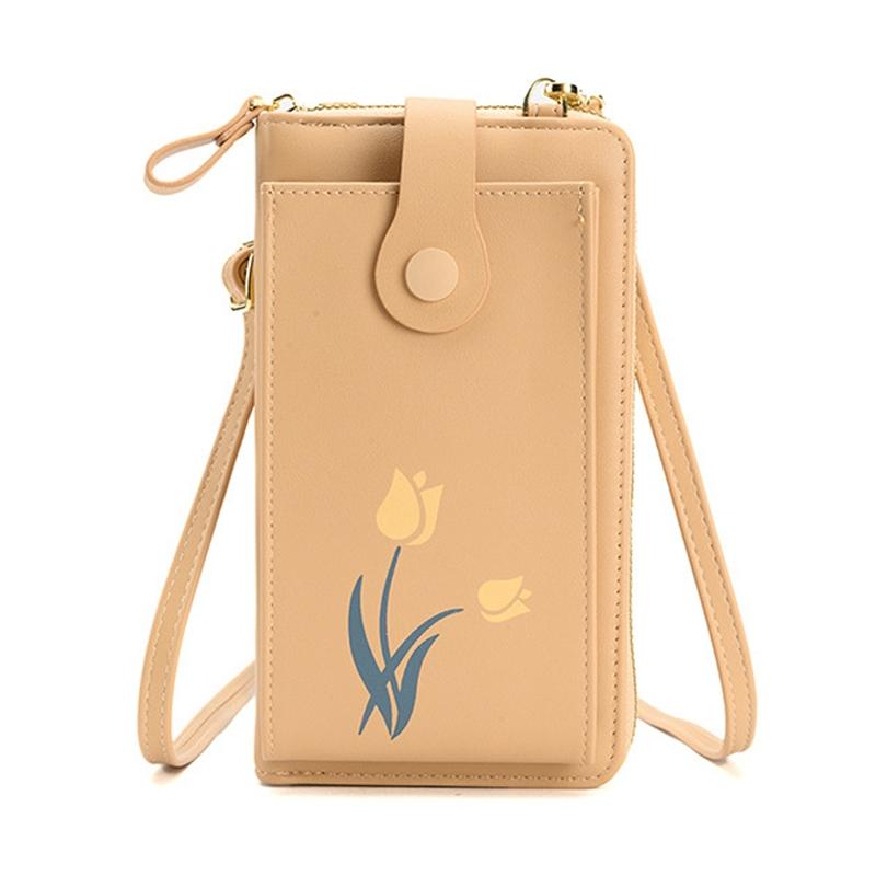 V562-C1072514060DBT-202505191542-00 Floral Single Shoulder Cell Phone Bag For Women - Apricot - Image 1