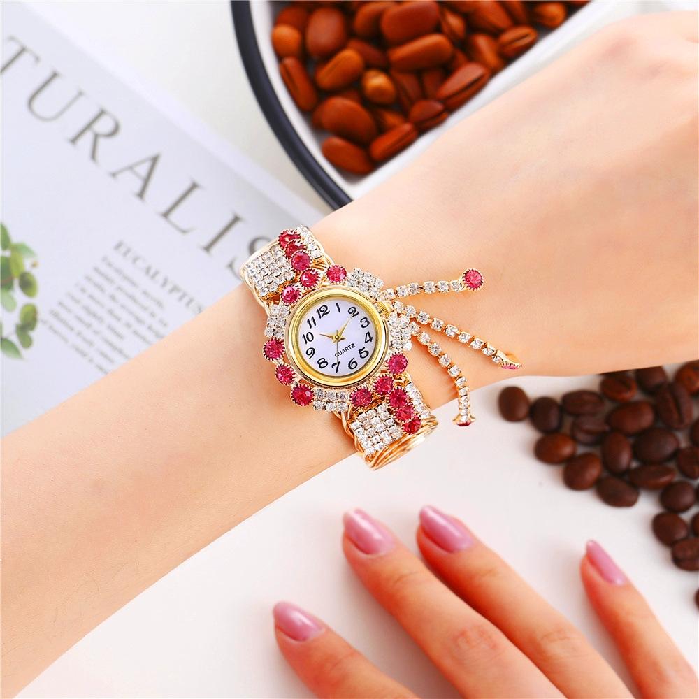 V562-C1075060550DBT-202505271121-00 Diamond Pendant Quartz Bracelet Watch for Women - Wild and Unique - Pink - Image 1