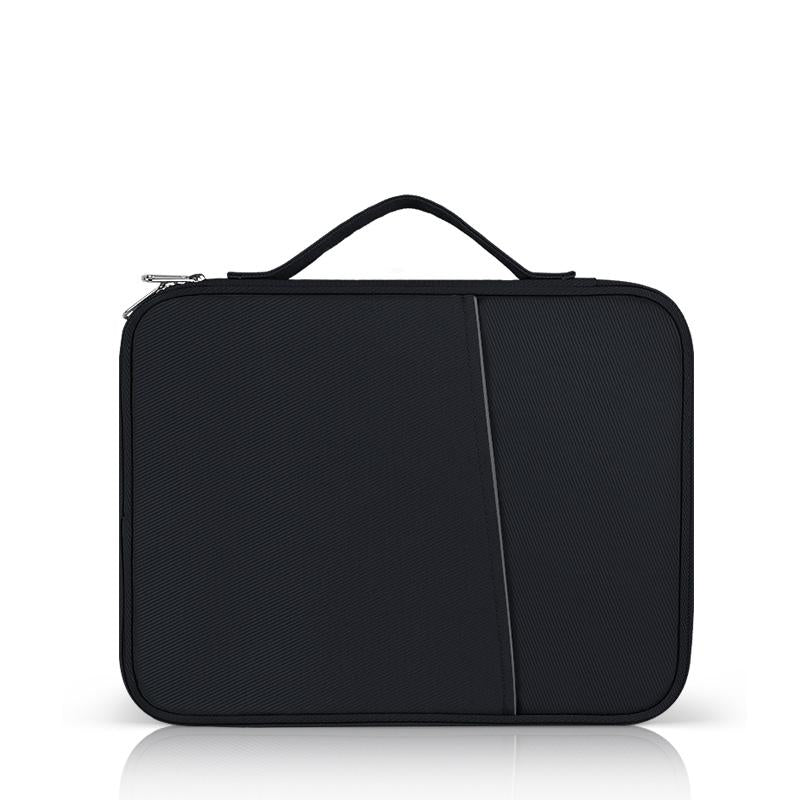 V562-C107845400ADE-202502272015-00 Leather Portable Bag with Cloth Texture - Black - Image 1
