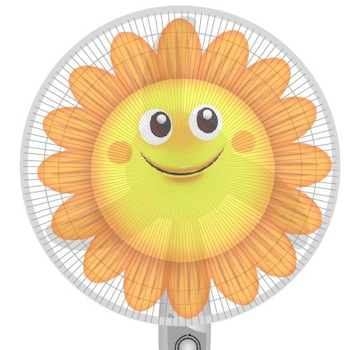 V562-C1080376240DBT-202503031726-00 16 Cartoon Children Electric Fan with All-inclusive Mesh Protection Net and Anti-pinch Hand Cover - Safe and Fun - Sun Flower - Image 1