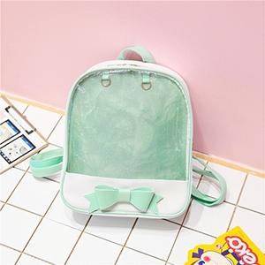 V562-C108553940DBT-202503041826-00 Mini Clear Kids Backpack with Bow - Perfect for School - Green - Image 1