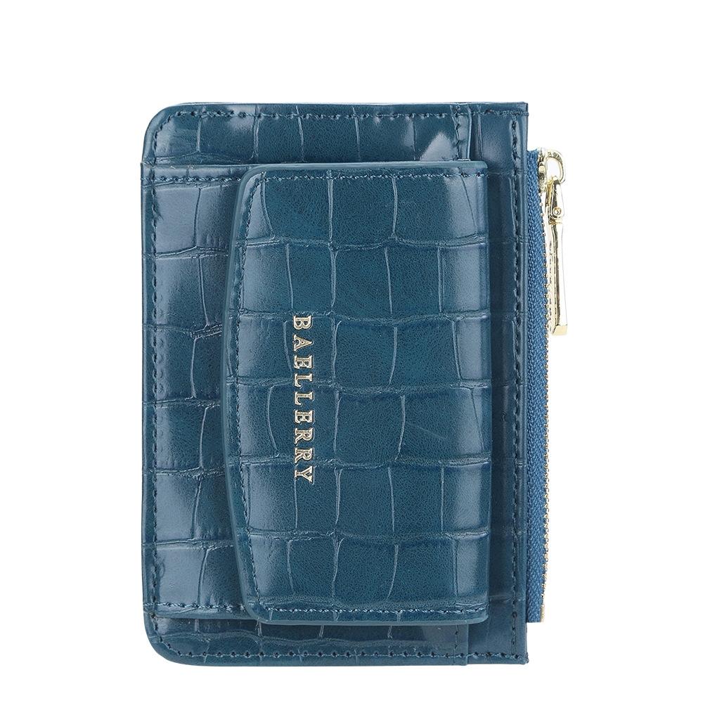 Multifunctional Crocodile Card Holder With Zipper Small Coin Purse - Green