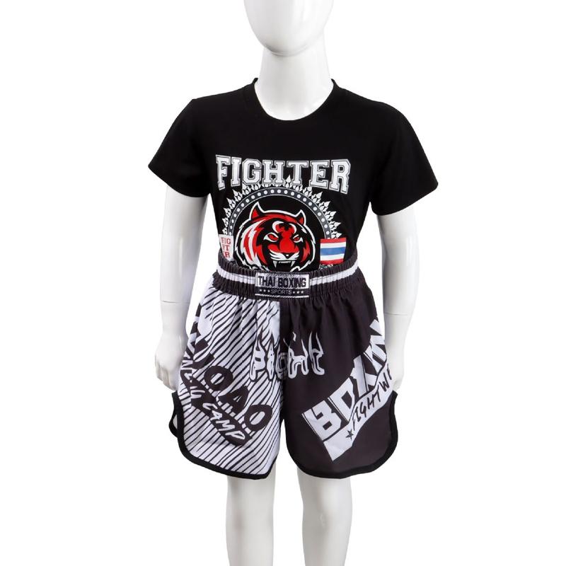 V562-C1123134060DBT-226143-00 Kids Boxing Set - Sparring Shorts And Tights - Bright Green - Bright Spot Tiger Head - Xl - Image 1