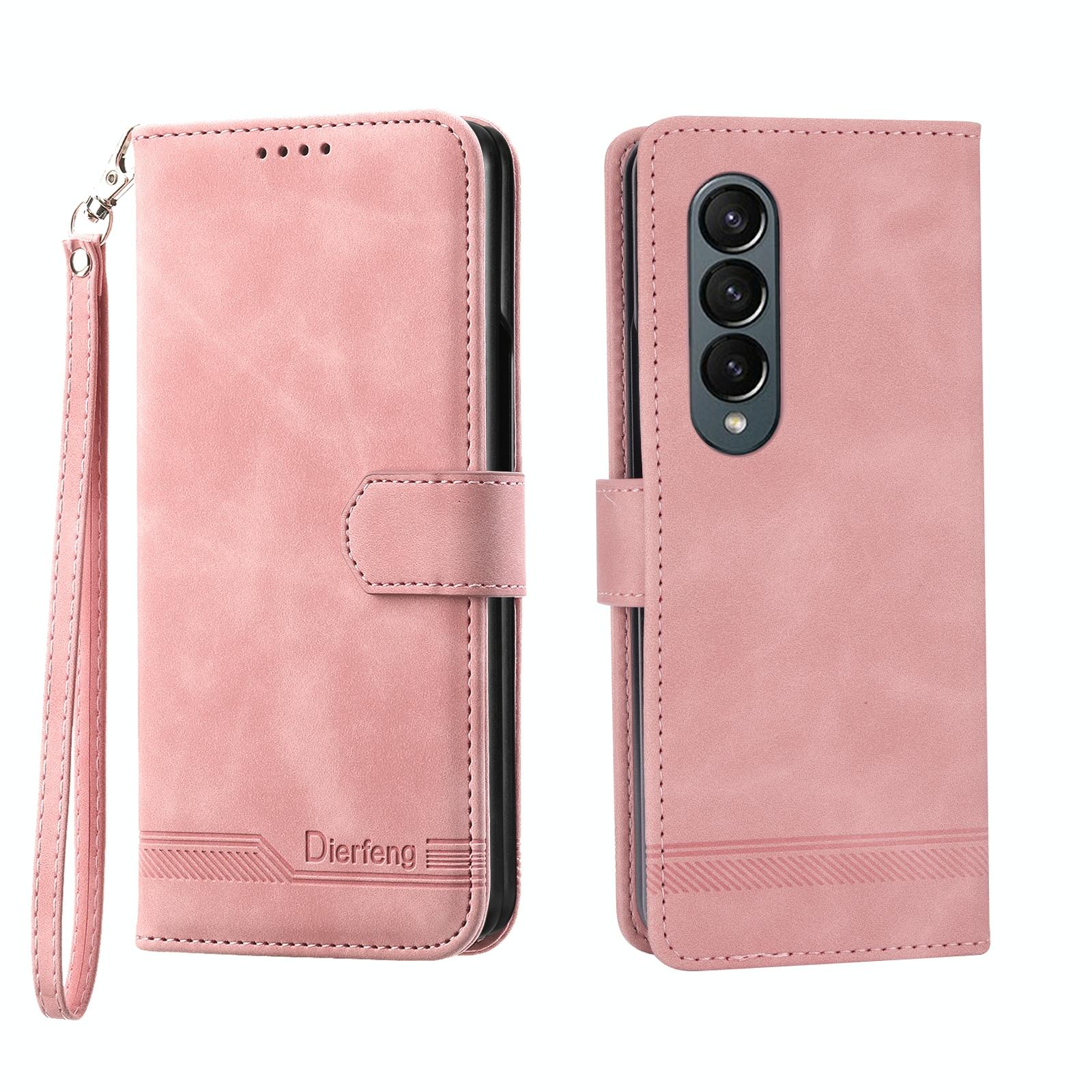 V562-C201844400ADE-202503211345-00 For Samsung Galaxy Z Fold4 5G Premium Leather Tpu Case - Pink - Image 1