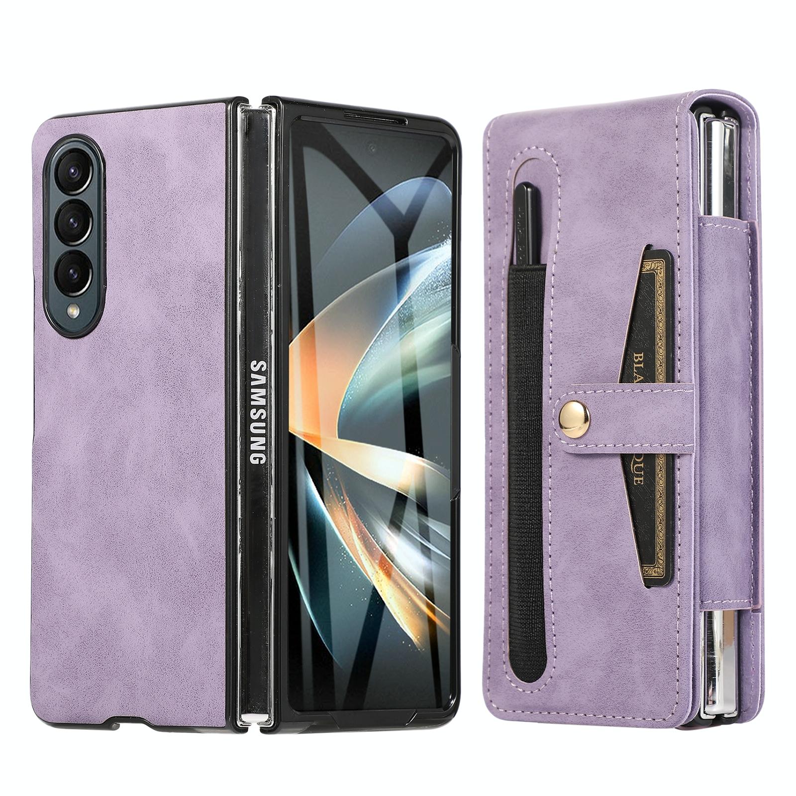 V562-C202296500ADE-202503211316-00 For Samsung Galaxy Z Fold4 5G Leather Folding Phone Case - Purple - Image 1