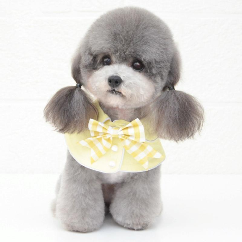 V562-C2023396230DBT-202503201645-00 Pet Accessories Dog Small Shawl Bib Saliva Towel Triangle Scarf - Size M - Light Yellow - Image 1