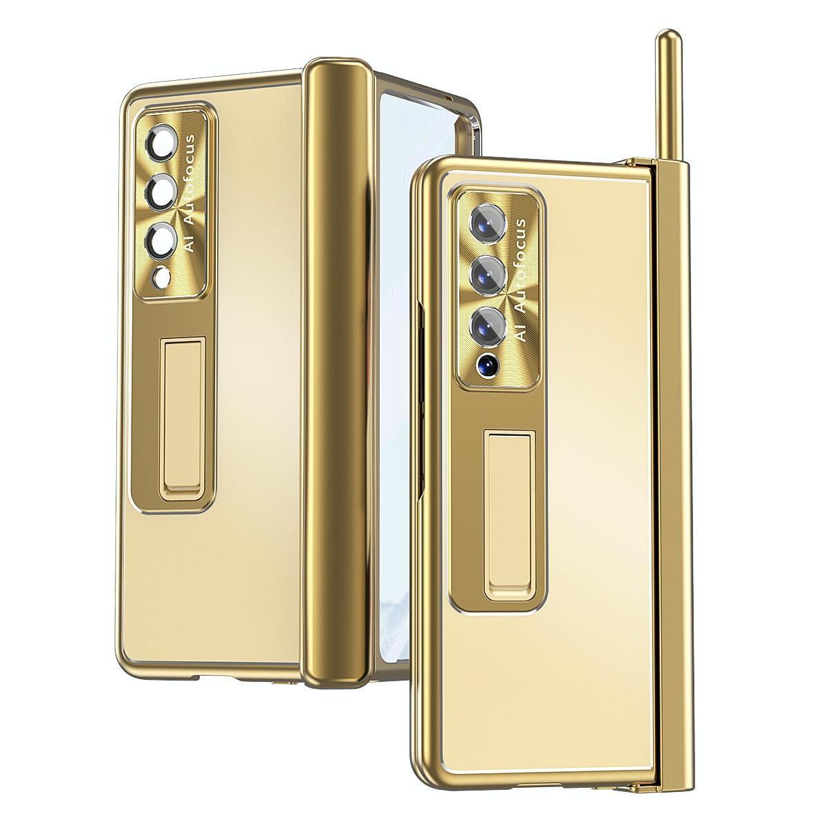 V562-C202863300ADE-202503211258-00 For Samsung Galaxy Z Fold4 5G Shockproof Aluminum Double Hinge Case - Gold - Image 1