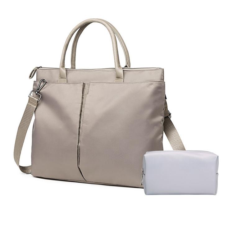 V562-C2052053060DBT-202505191642-00 Large Dual Purpose Business Briefcase Handbag / Shoulder Bag For Laptops - Khaki+Gray Pu Power Bag - Image 1