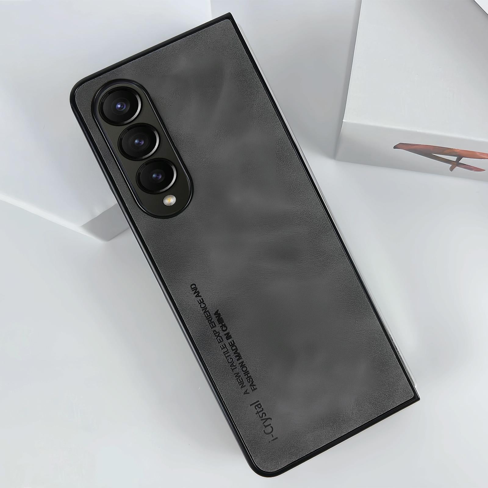 V562-C207271600ADE-202503211411-00 For Samsung Galaxy Z Fold4 5G Crystal Leather Foldable Case - Dark Grey - Image 1