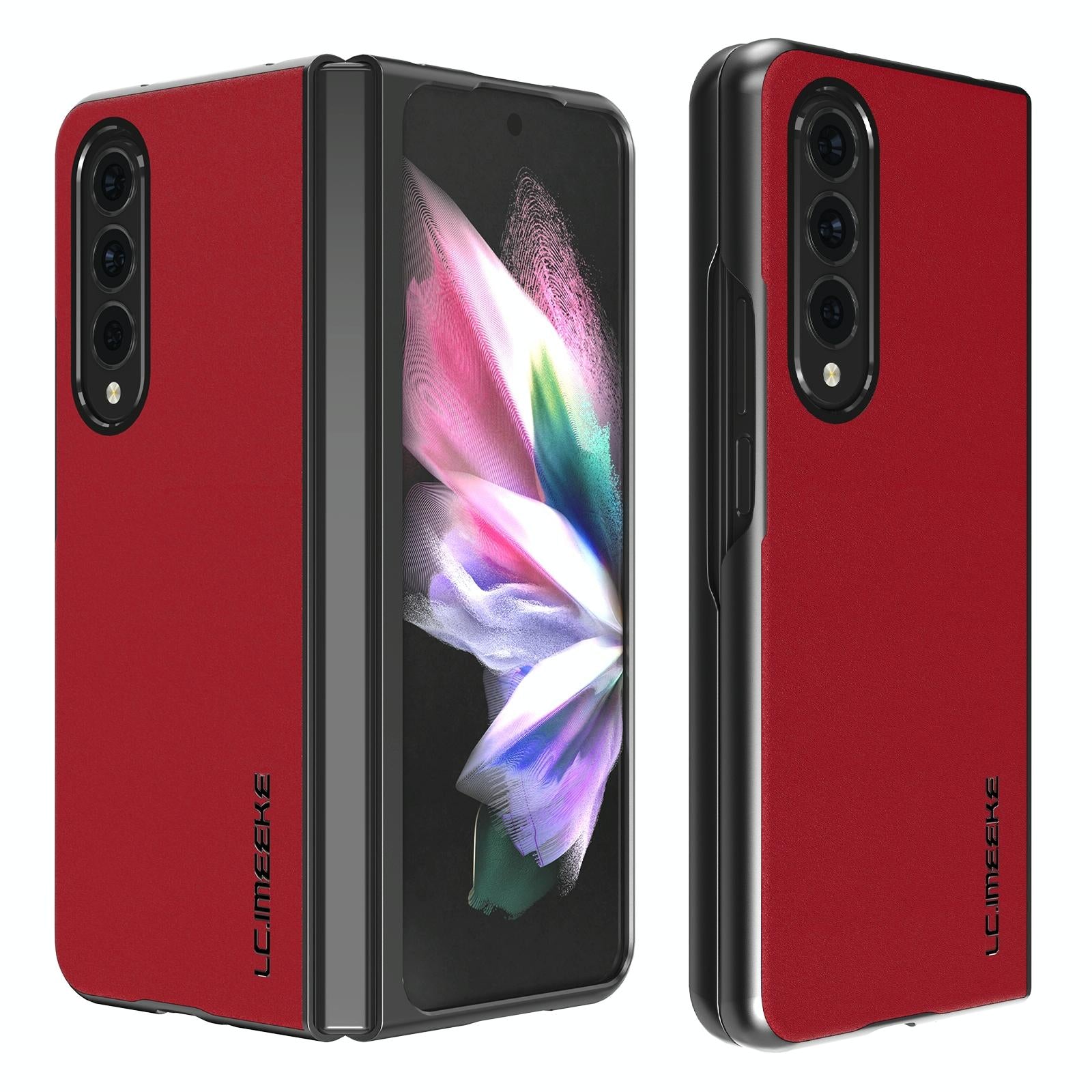 V562-C208681300ADE-202503211315-00 For Samsung Galaxy Z Fold4 5G Leather Shockproof Case - Red - Image 1