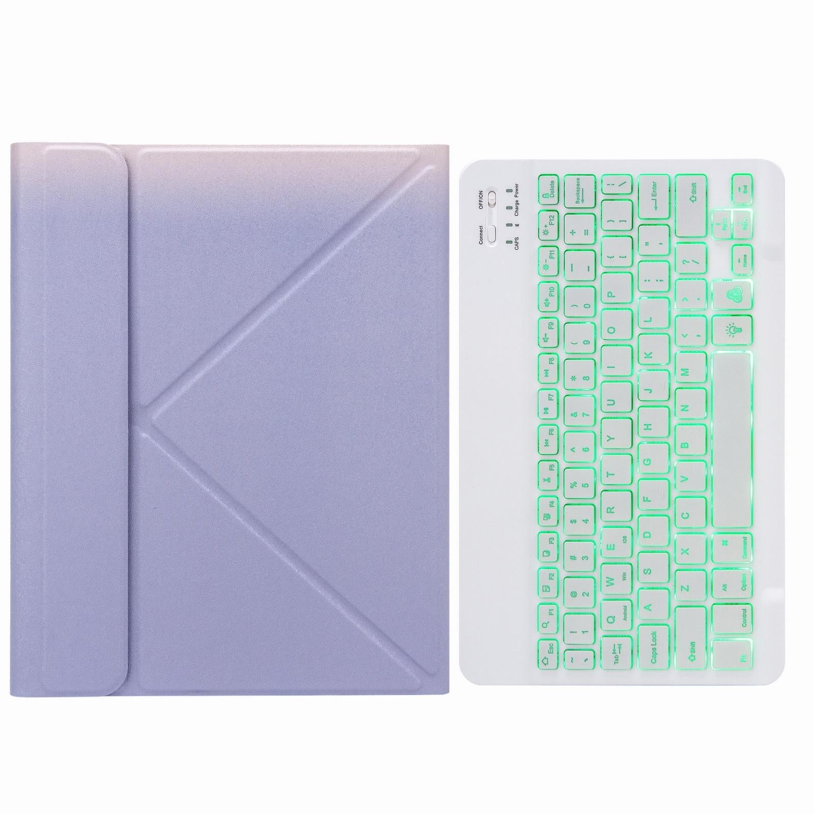 V562-C304064200ADE-202504292012-00 Bluetooth Keyboard Leather Case For Ipad Pro 11 With Three-Fold Holder & Backlight - Purple - Image 1