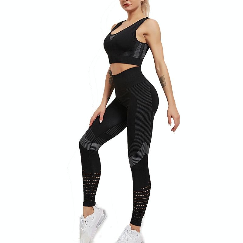 V562-C3066435060DBT-202503262006-00 Yoga Fitness Set Women Sports Bra & Leggings Size L - Black - L - Image 1