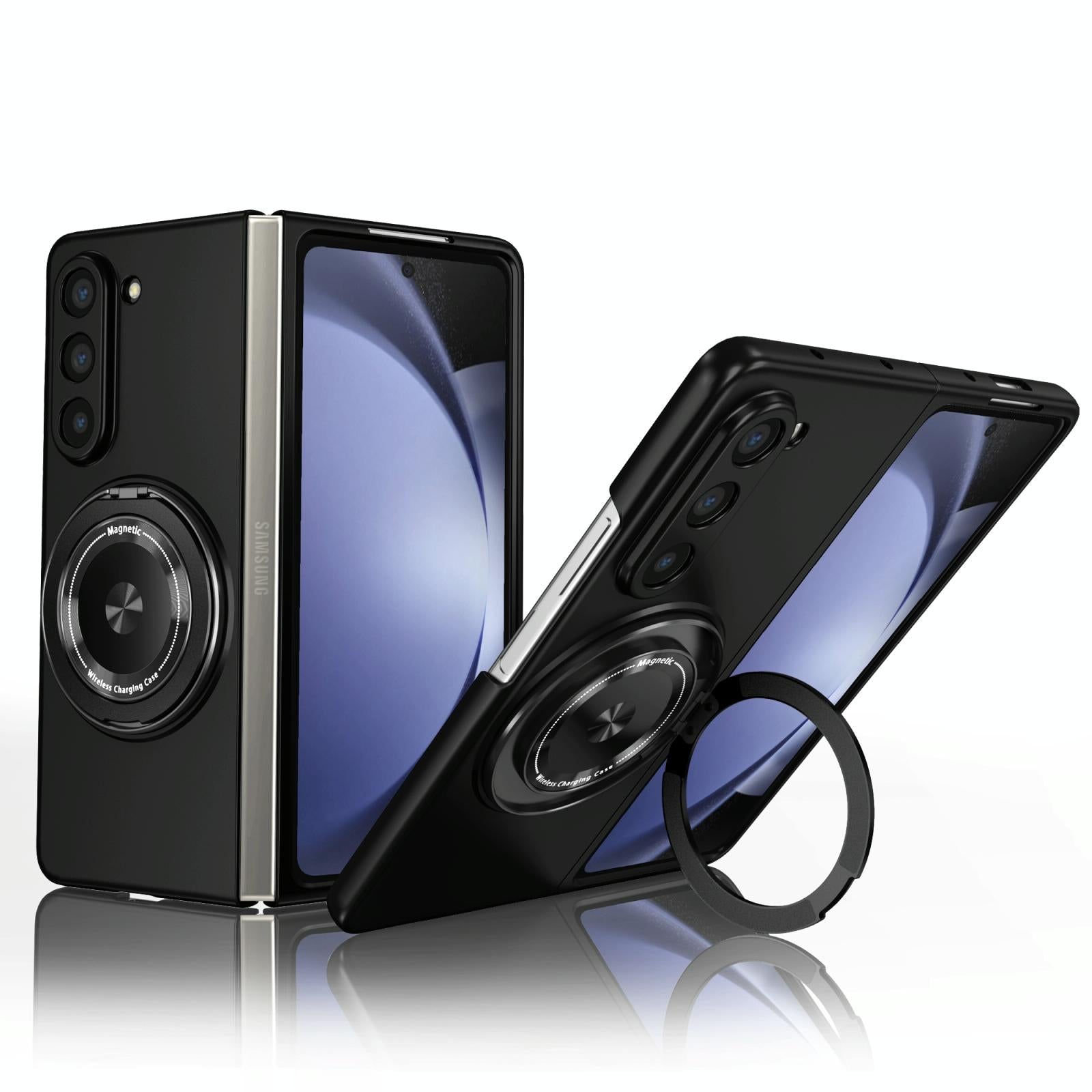 V562-C502492600ADE-202503211306-00 For Samsung Galaxy Z Fold4 5G Shockproof 360 Degree Rotating Case - Black - Image 1